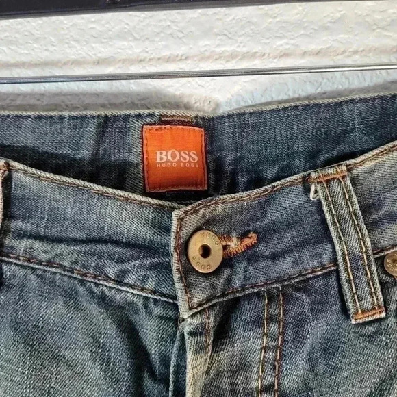 HUGO BOSS Men 34x34 Orange Label Jeans HB1 Button Fly Blue Denim Dark Wash - Picture 5 of 11